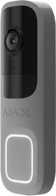 Відеодзвінок Ajax Doorbell, універсальне встановлення, 4 мп, 155° вертикальний 90° горизонтальний, іч 6м, дальнісь виявлення руху 4м, штучний інтелект, wi-fi, grey