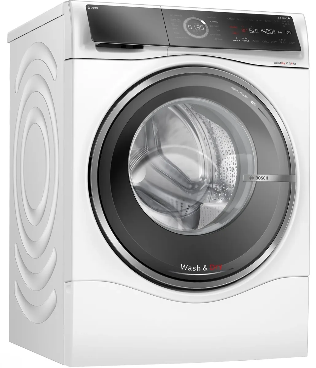 Стирально-сушильная машина Bosch 10.5 кг белая инверторная 1400 об/мин с дисплеем i-Dos