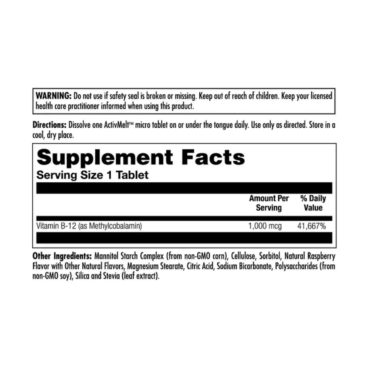 B12 Methylcobalamin 1000 mcg KAL 90 табл Малина