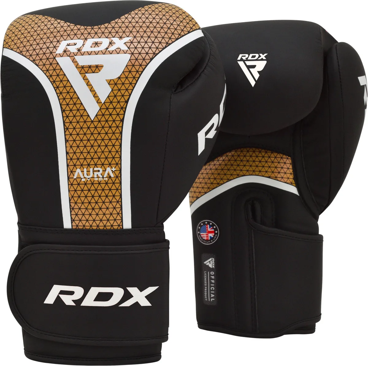 Боксерские перчатки RDX PU 16 унций Золотые