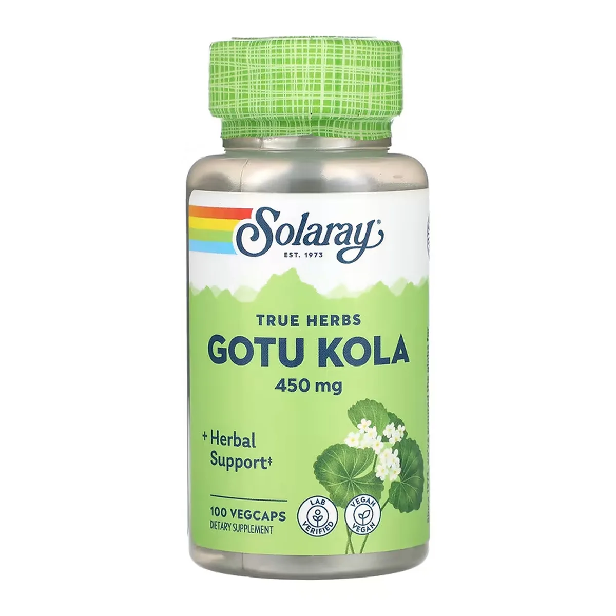 Gotu Kola Aerial Solaray 450mg 100 vcaps Веганський продукт