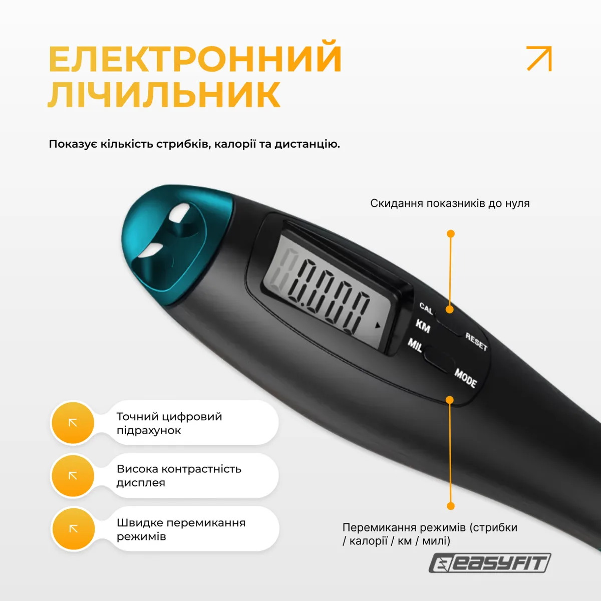 Скакалка для боксу EasyFit ПВХ 2,8 м чорний-зелений