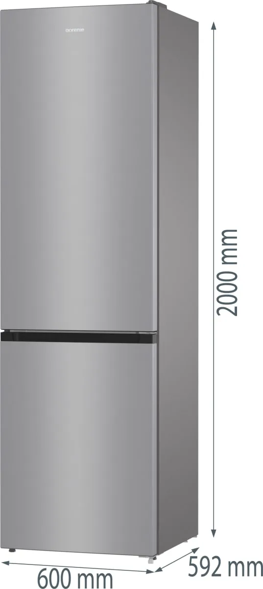 Холодильник Gorenje з нижньою морозильною камерою, 200х60х60 см, 2 двері, об'єм 235(96) л, клас енергоефективності А++, NoFrost+,