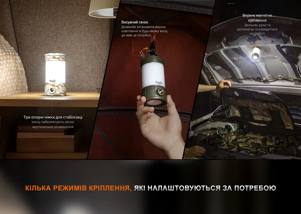 Ліхтар кемпінговий Fenix пластик 66х59,5х114 мм темно-зелений
