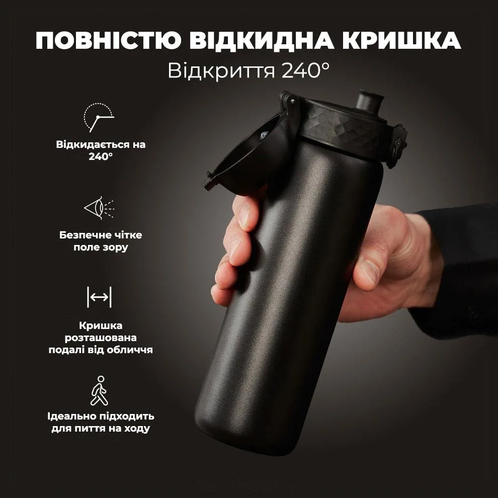 Пляшка для води ION8 нержавіюча сталь 500 мл чорна