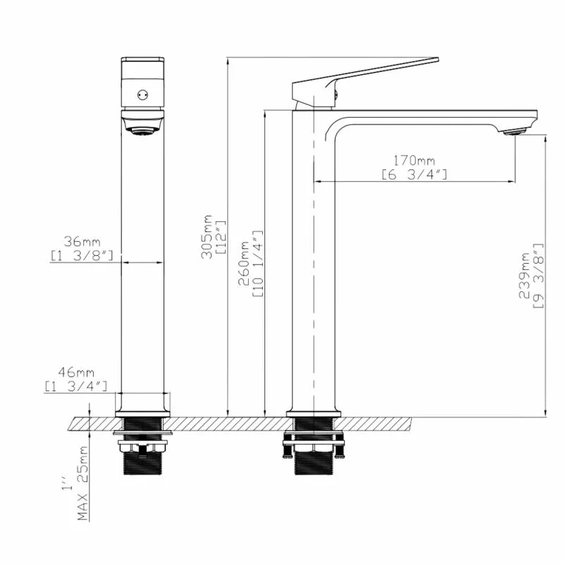Смеситель для раковины Qtap 1060H102 однорычажный латунь 239х170 мм хромированный