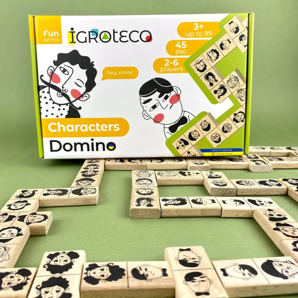Настольная игра Igroteco Домино из дерева 45 элементов для 2-6 игроков