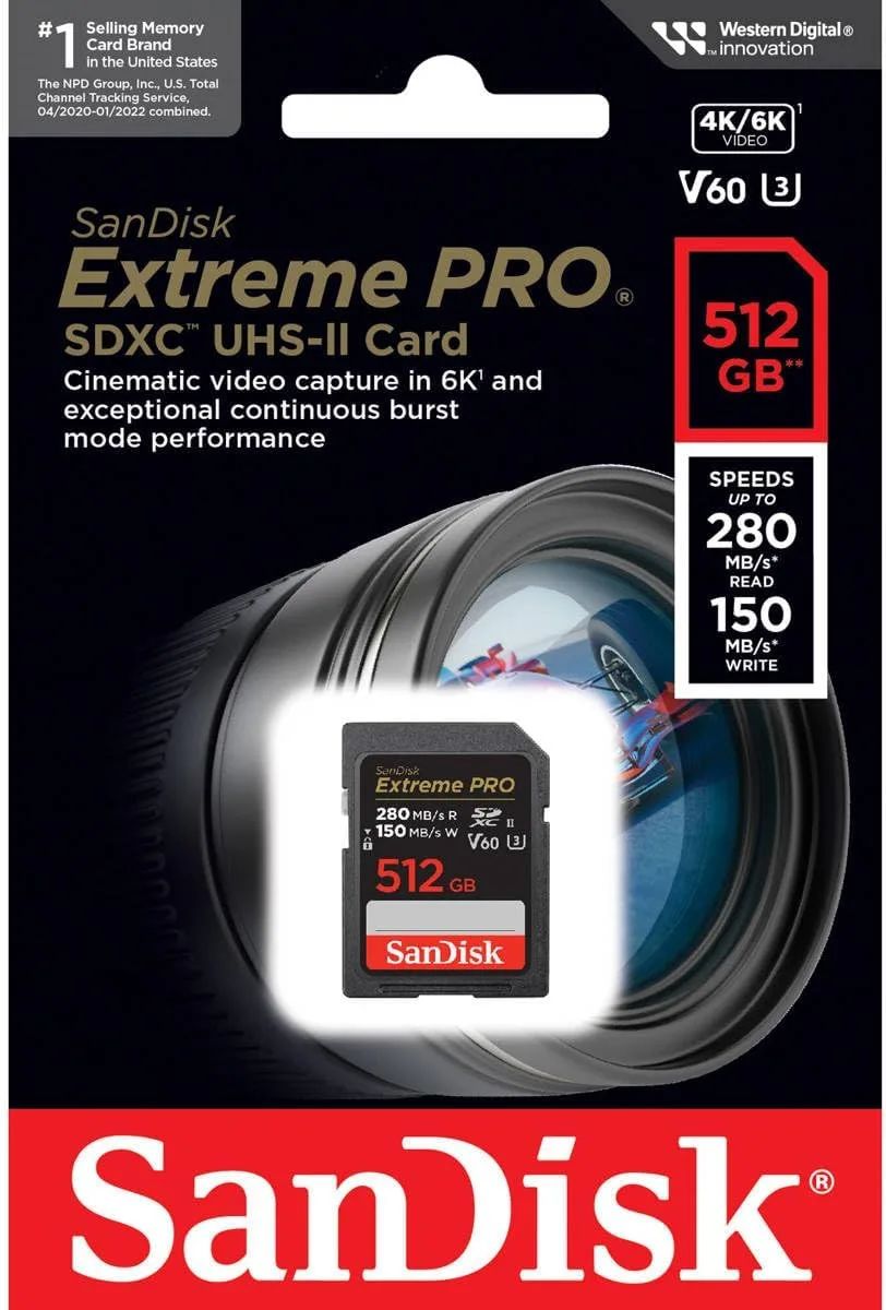 Карта пам'яті SanDisk SD 512GB UHS-II V60 280MB/s Extreme Pro