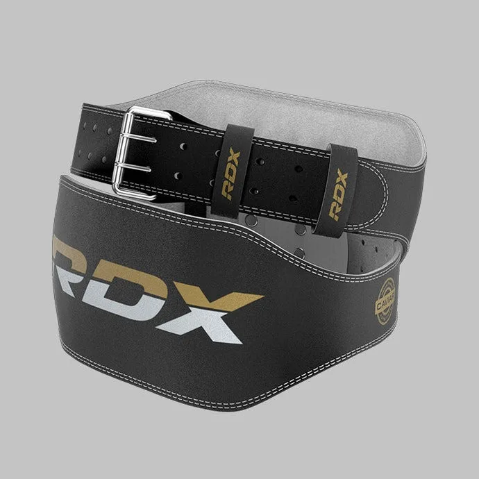 Пояс для важкої атлетики RDX шкіряний 2XL чорний золото