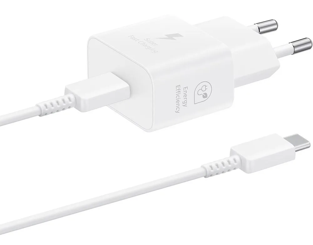 Мережевий зарядний пристрій Samsung 25 Вт USB Type-C 38х66,9х22 мм Білий