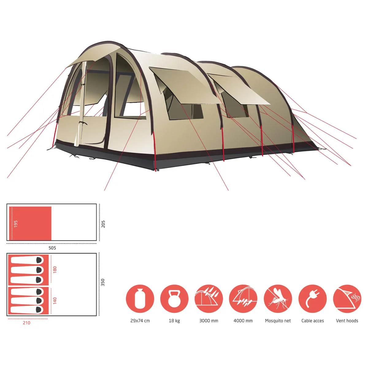 Намет Grand Canyon Polyethylene PU 505х350х205 см Бежевий