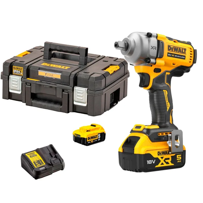 Гайковерт ударний DeWalt 18 В Li-Ion 2 акумулятори 5 А·год 1084 Нм для автосервісу та будівництва