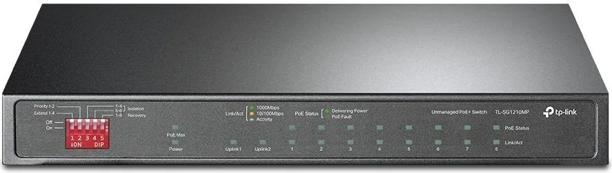 Комутатор TP-LINK TL-SG1210MP 10xGE (8xPoE), 1xSFP, 123Вт, Некерований