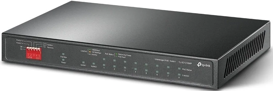 Комутатор TP-LINK TL-SG1210MP 10xGE (8xPoE), 1xSFP, 123Вт, Некерований