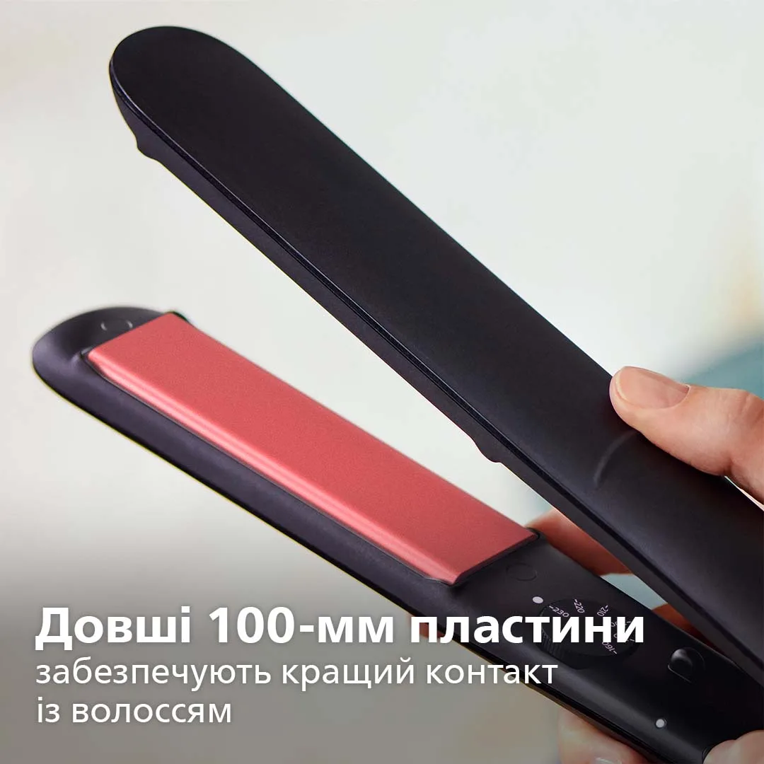 Випрямляч волосся Philips керамічний 6 режимів 160-230°C чорний і рожевий