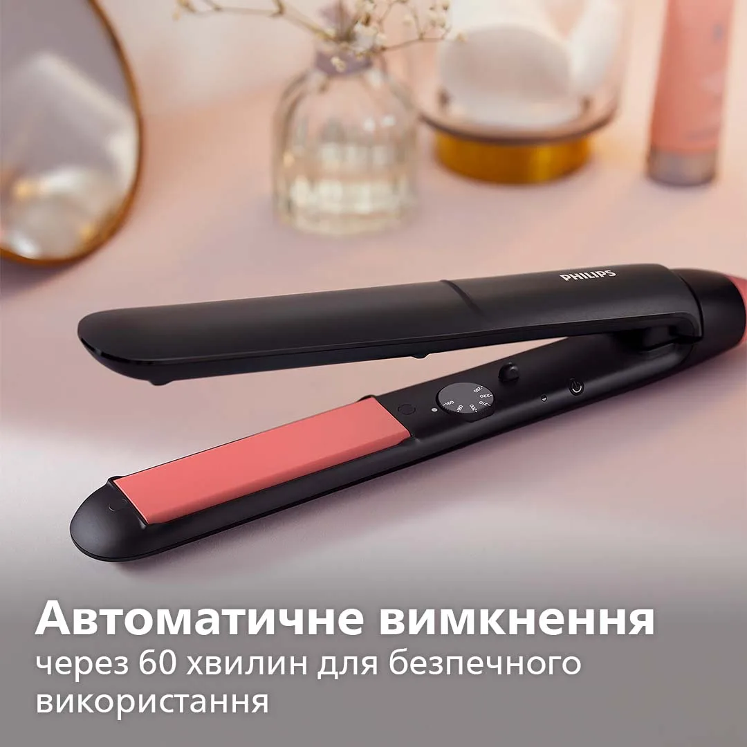 Випрямляч волосся Philips керамічний 6 режимів 160-230°C чорний і рожевий