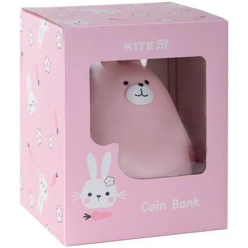 Скарбничка Kite Pink Bunny для дітей містка з клапаном для грошей