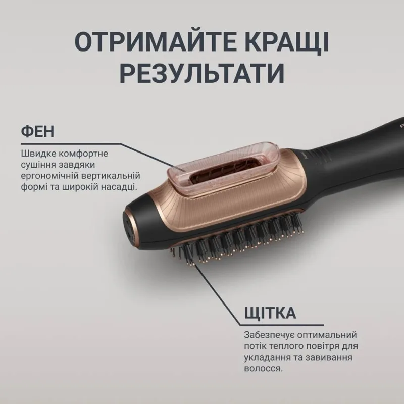 Фен-щітка Rowenta 1200 Вт чорна з іонізацією та насадкою-щіткою