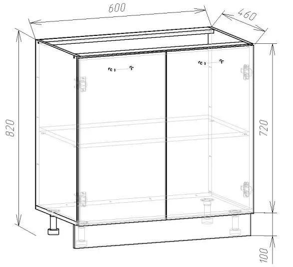 Шафа нижня МК Compact ЛДСП 820х600х460мм Дуб Сонома модульний корпус для кухні меблі для зберігання
