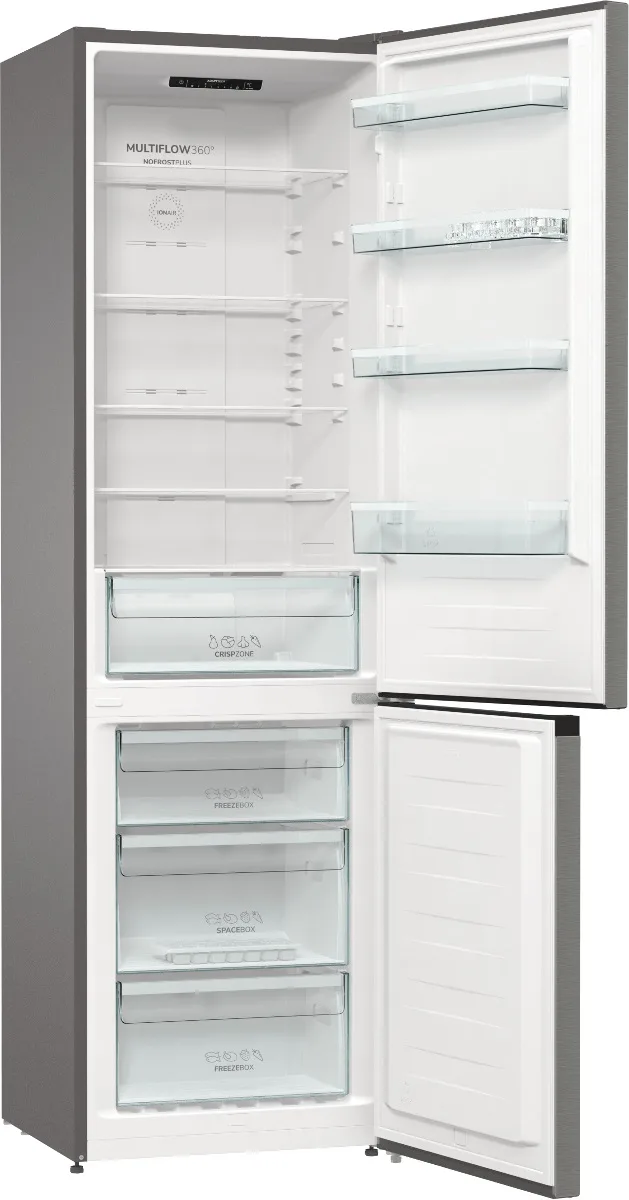 Холодильник Gorenje NRK6202EXL4 з нижньою морозильною камерою, 2 двері, об'ємом 235(96)л, клас енергоспоживання А++, технологія No