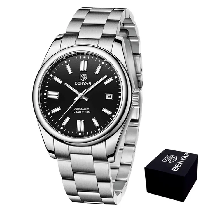 Годинники Benyar металеві 39 мм чорні