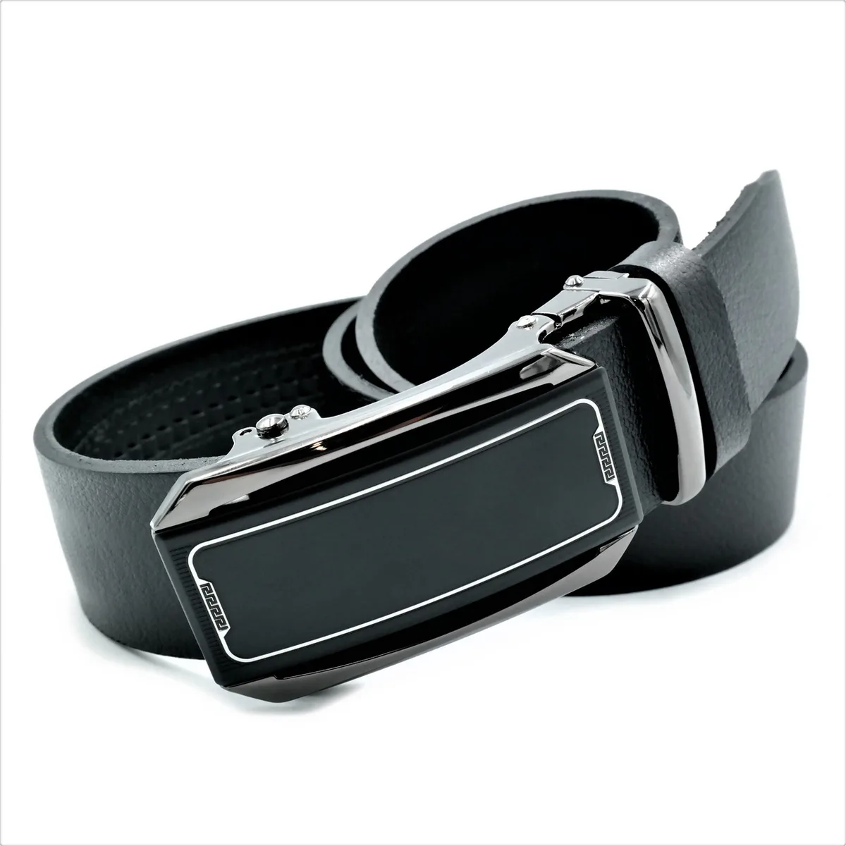 Чоловічий шкіряний ремінь 3,5 см 110-125 см Weatro Чорний