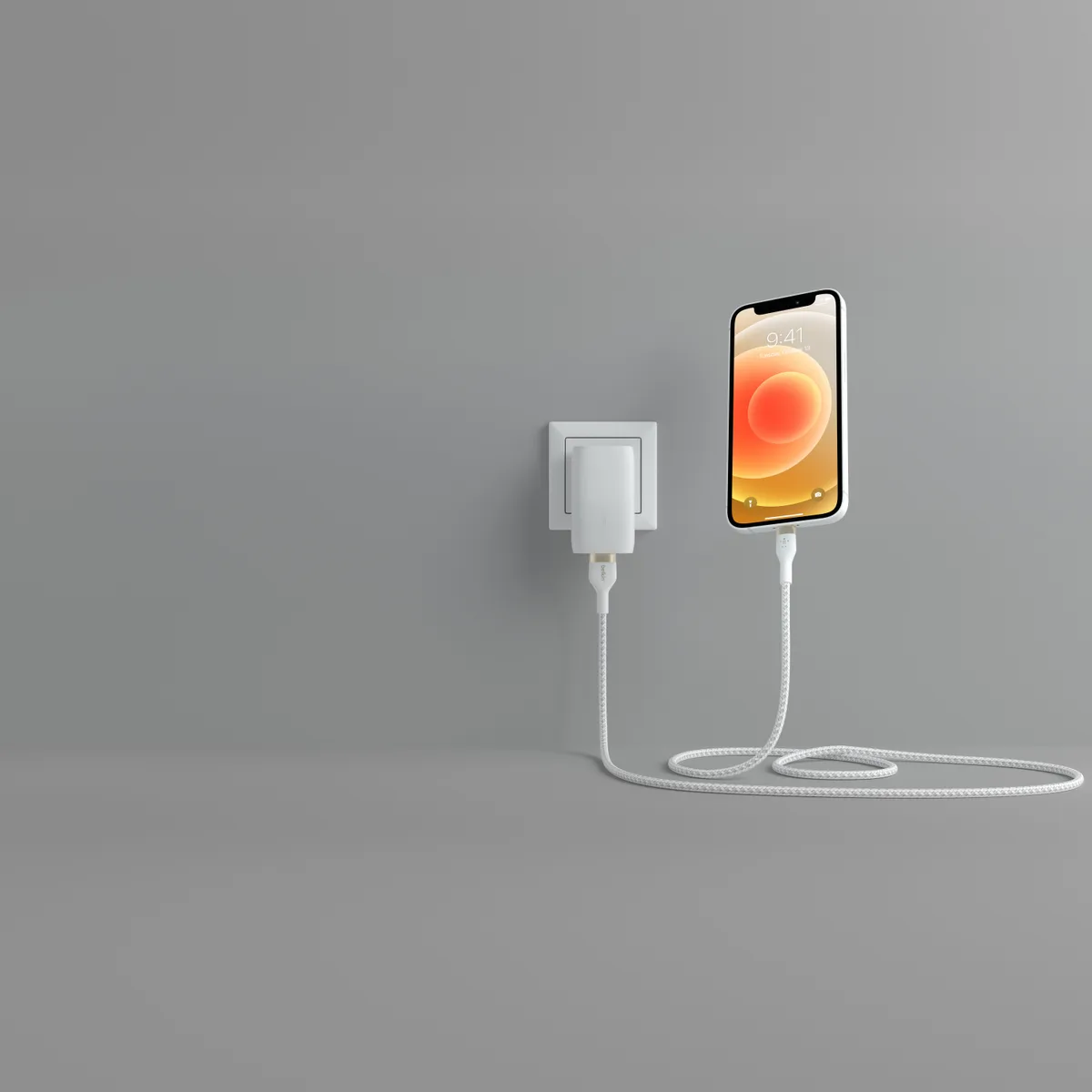 Кабель USB-A > Lightning заряджання/синхронізації Belkin 1м, плетений, силіконовий, з ремінцем на магніті, білий