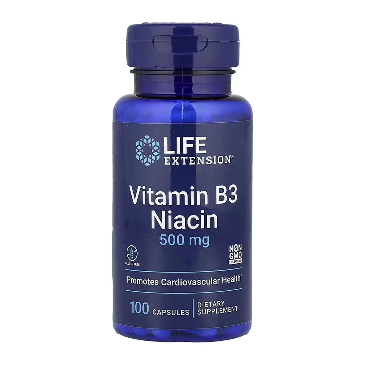 Vitamin B3 Niacin Life Extension 500 mg 100 капсул Без ГМО