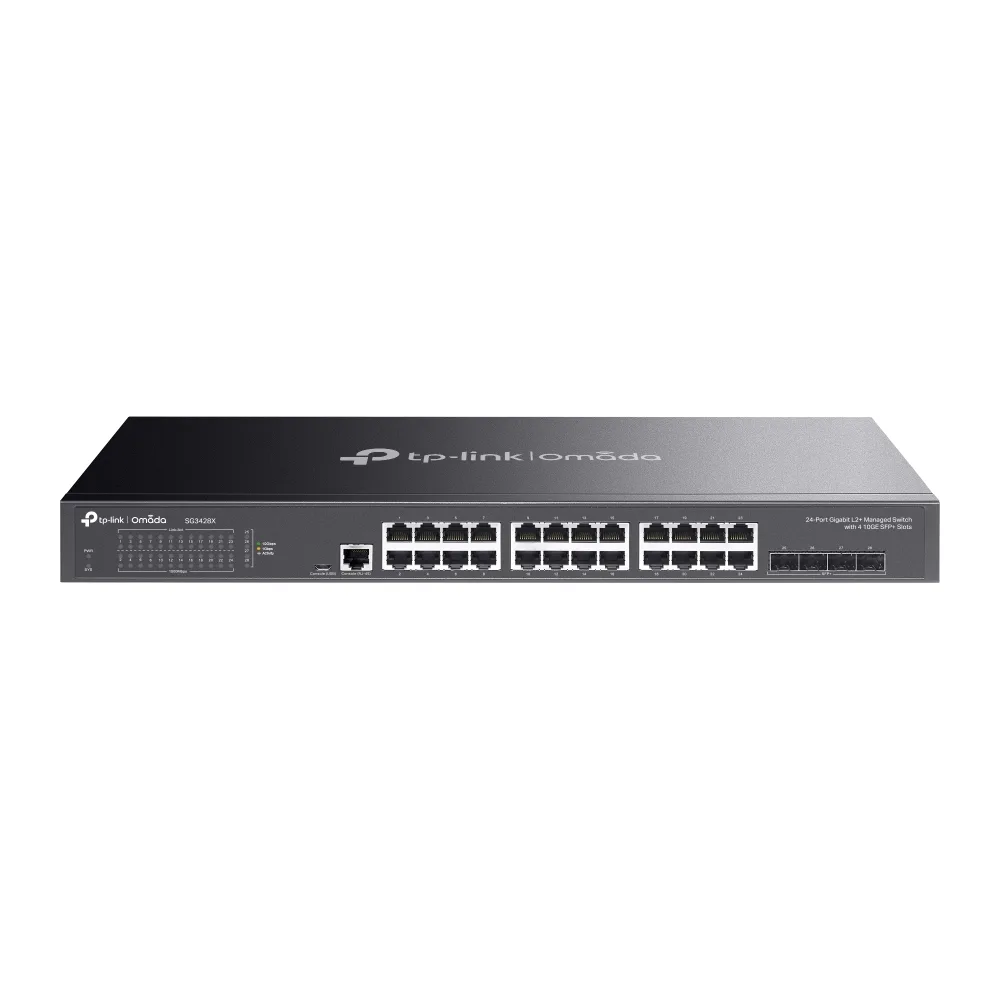 Комутатор TP-Link керований L2 24 порти 10/100/1000 Мбіт/с 4 порти 10G SFP+ безвентиляторний металевий