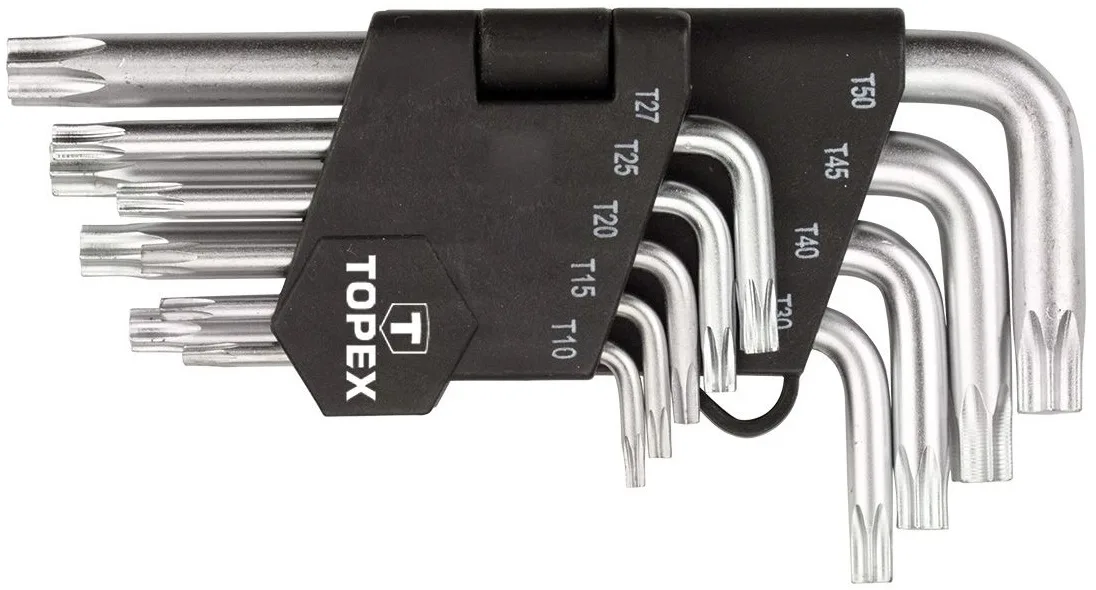 Набір коротких ключів Torx TOPEX CrV, T10-T50, 9 шт.