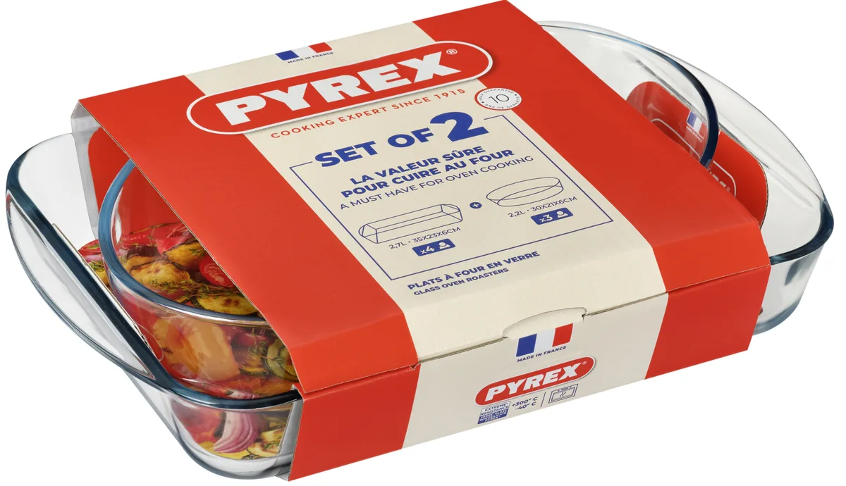 Набір форм для запікання Pyrex боросилікатне скло 35х23 см 30х21 см