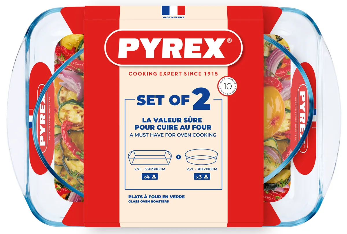 Набір форм для запікання Pyrex боросилікатне скло 35х23 см 30х21 см