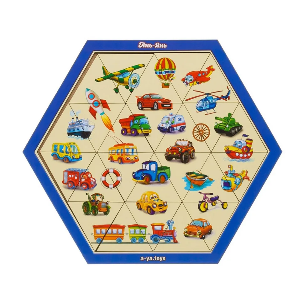 Дерев'яний пазл-головоломка Ubumblebees шестигранник 20х20 см кольоровий