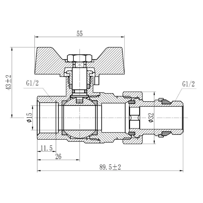 Кран кульовий 1/2" з антипротіканням латунь Thermo Alliance Forte