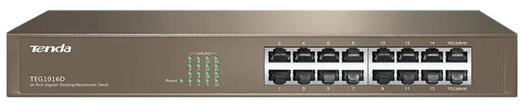 Комутатор TENDA TEG1016D 16xGE, Rackmount, Некерований