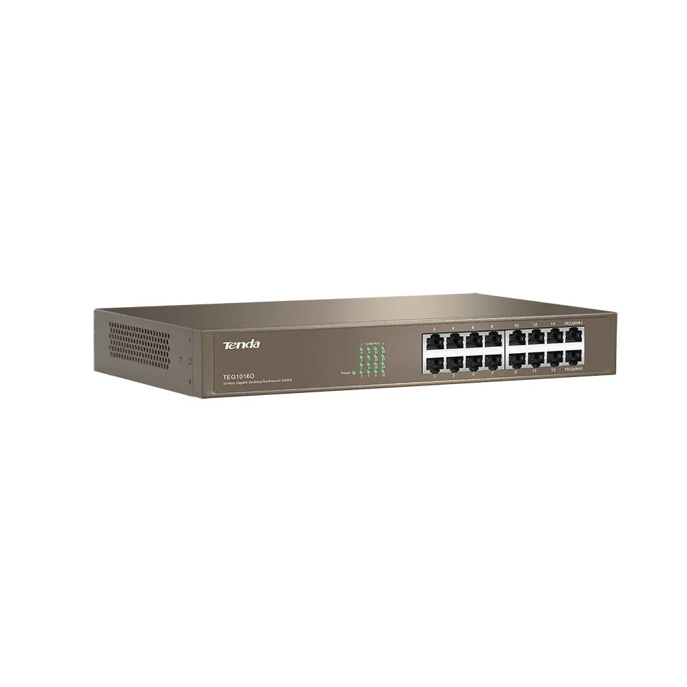 Комутатор TENDA TEG1016D 16xGE, Rackmount, Некерований