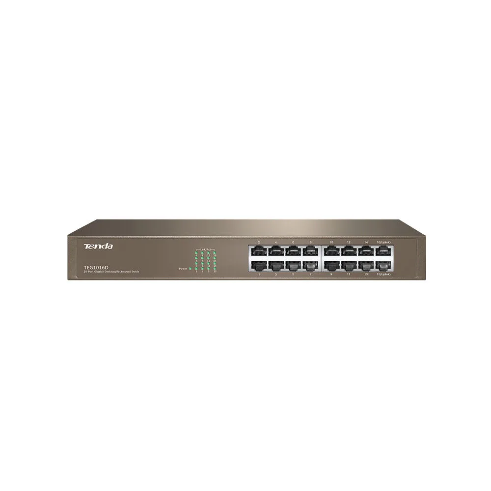 Комутатор TENDA TEG1016D 16xGE, Rackmount, Некерований