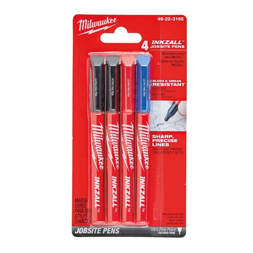 Набор маркеров Milwaukee InkZAll синий/красный/черный, 2 шт.