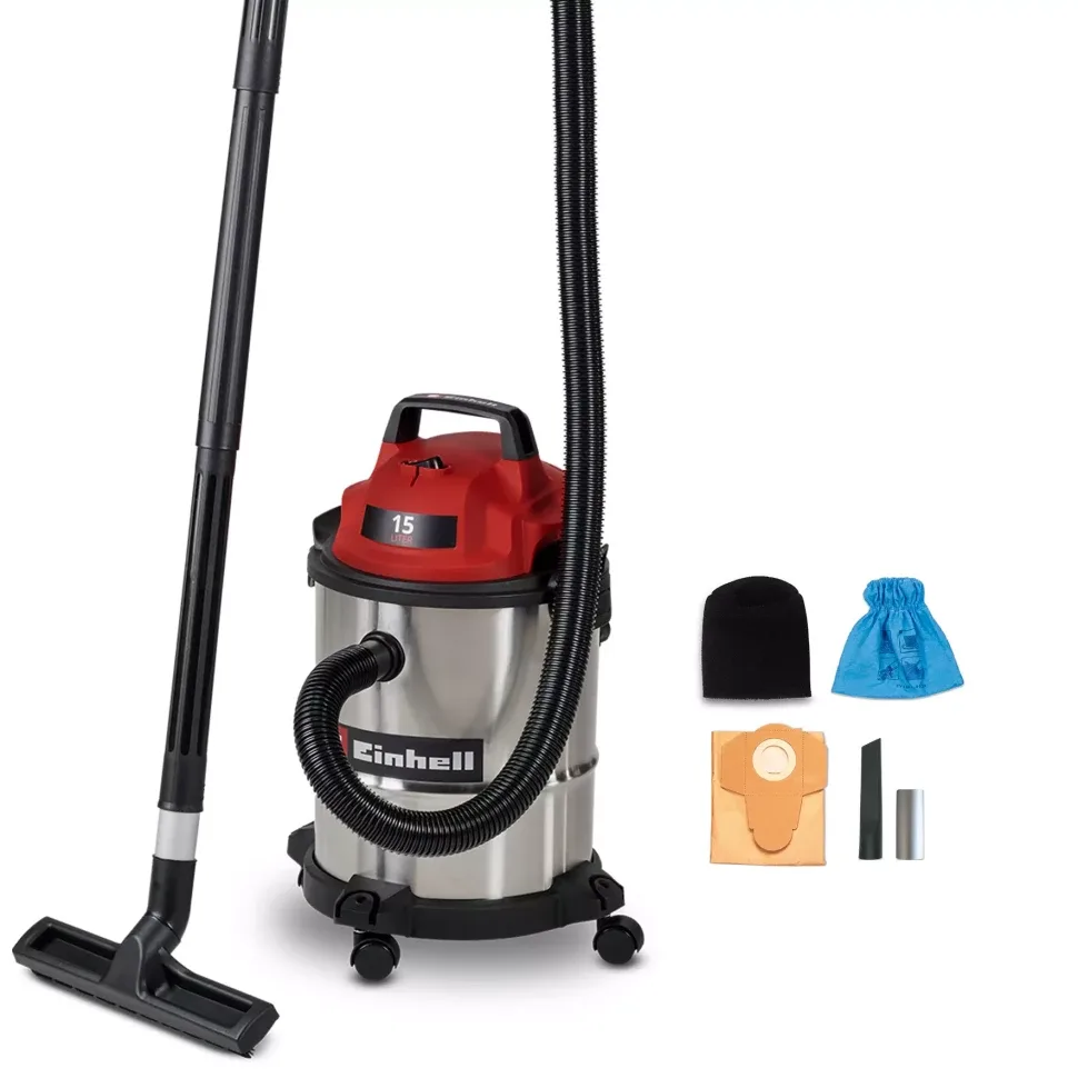 Професійний пилосос Einhell TC-VC 1540 S, потужність 900 Вт, вакуумна сила 180 мБар, об'єм 15 л, вага 3.0 кг.