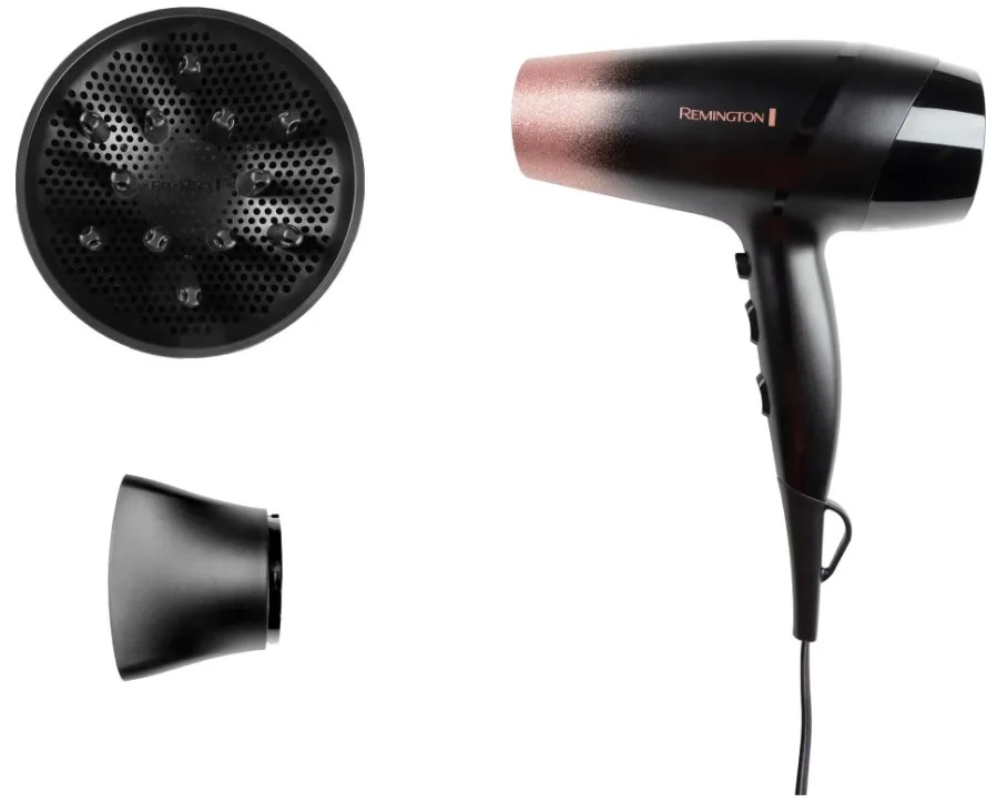 Фен Remington 2200 Вт обычный черный розовый с ионизацией и диффузором