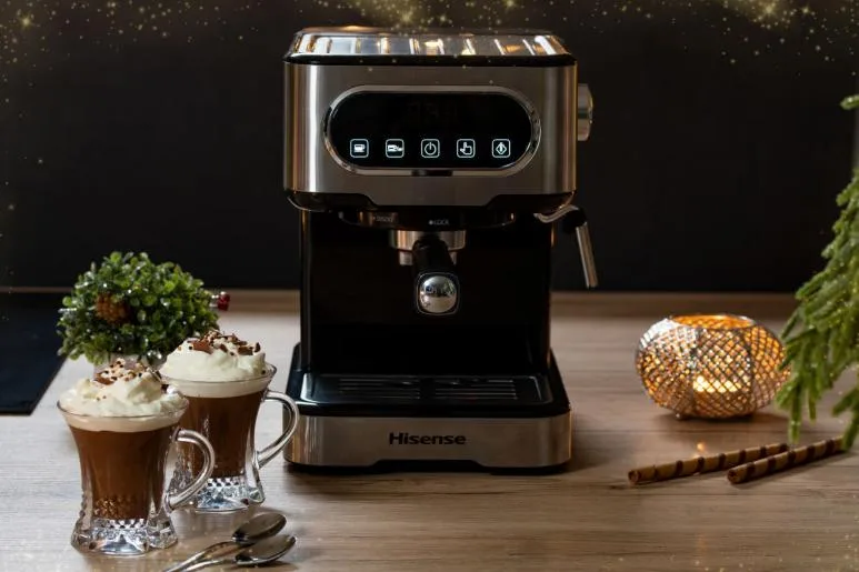 Кавоварка еспресо Hisense 1100 Вт 15 бар Нержавіюча сталь 27,4х30х27,2 см