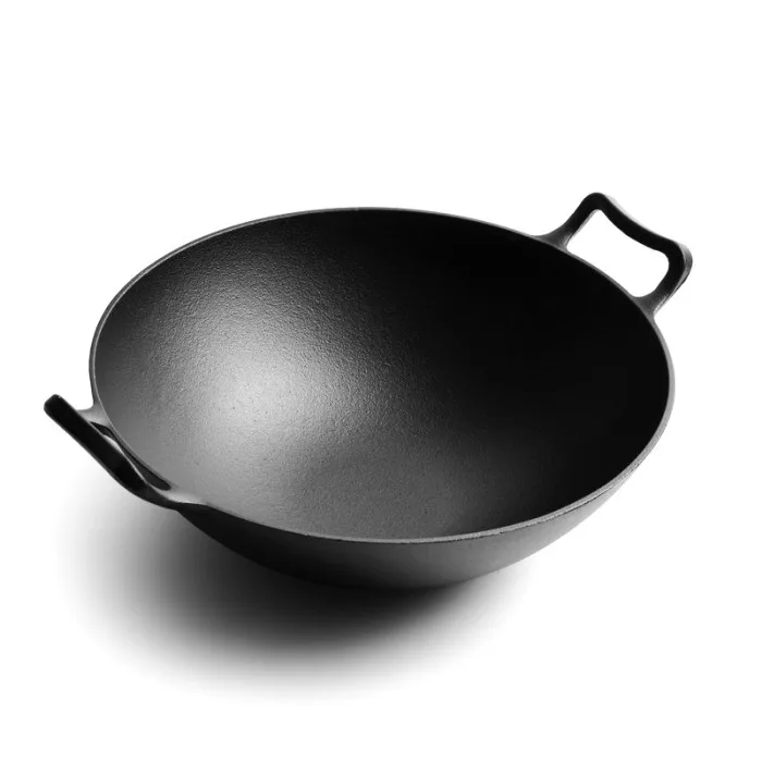 Чавунний вок GRILLI 33 см з скляною кришкою