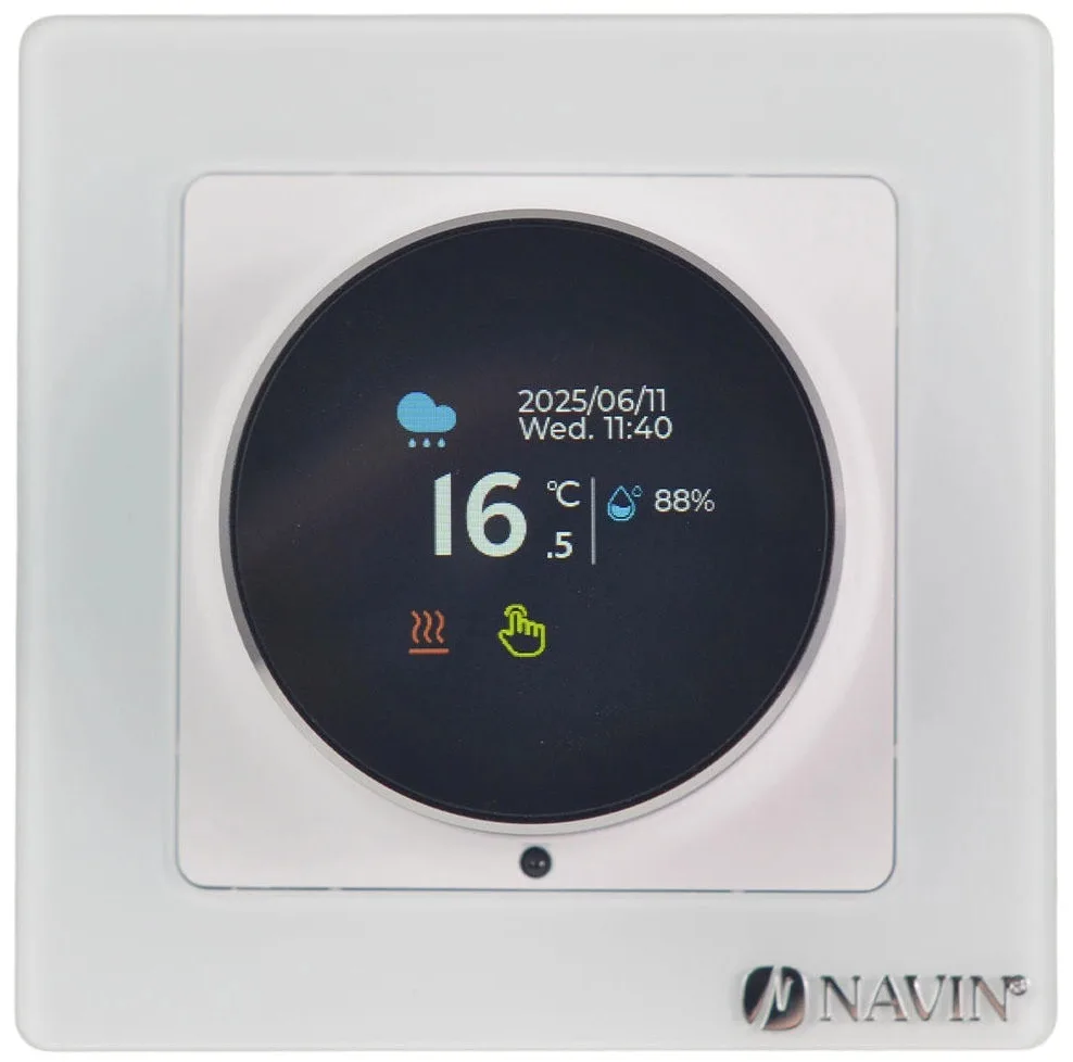 Терморегулятор Navin EH20R-16A 5...35 °C для теплої підлоги електронний Wi-Fi Tuya, Smart Life вбудований дротовий датчик 16A 230В білий