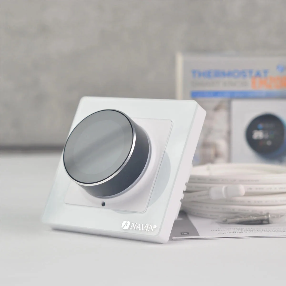 Терморегулятор Navin EH20R-16A 5...35 °C для теплої підлоги електронний Wi-Fi Tuya, Smart Life вбудований дротовий датчик 16A 230В білий