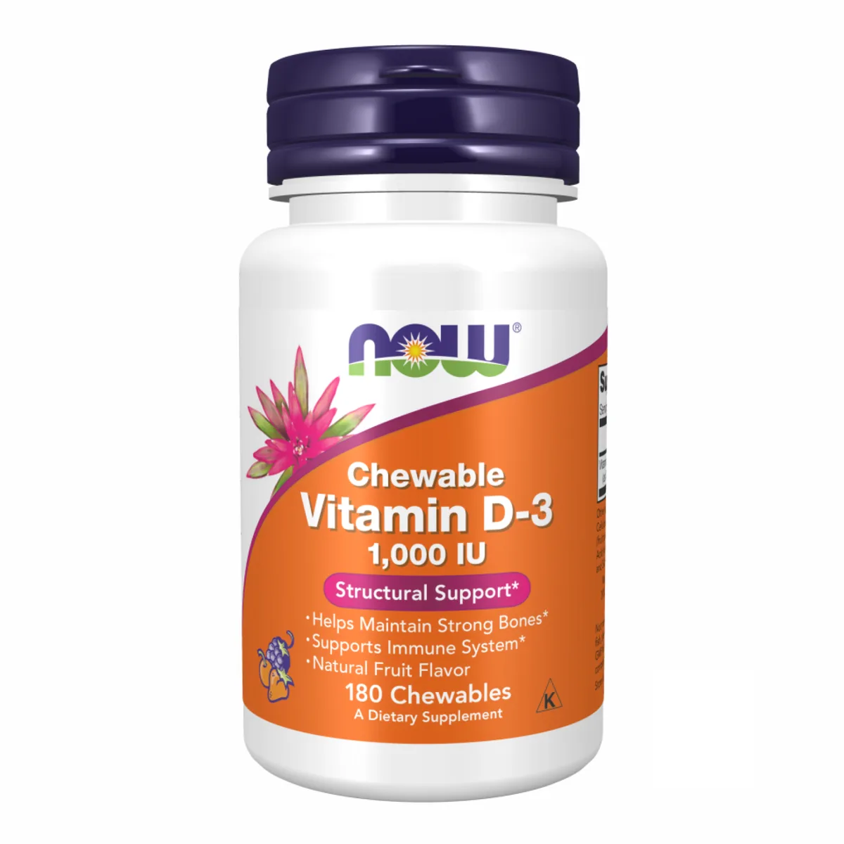 Жевательные таблетки VIT D-3 1000 IU Now Foods 180 шт Фруктовые