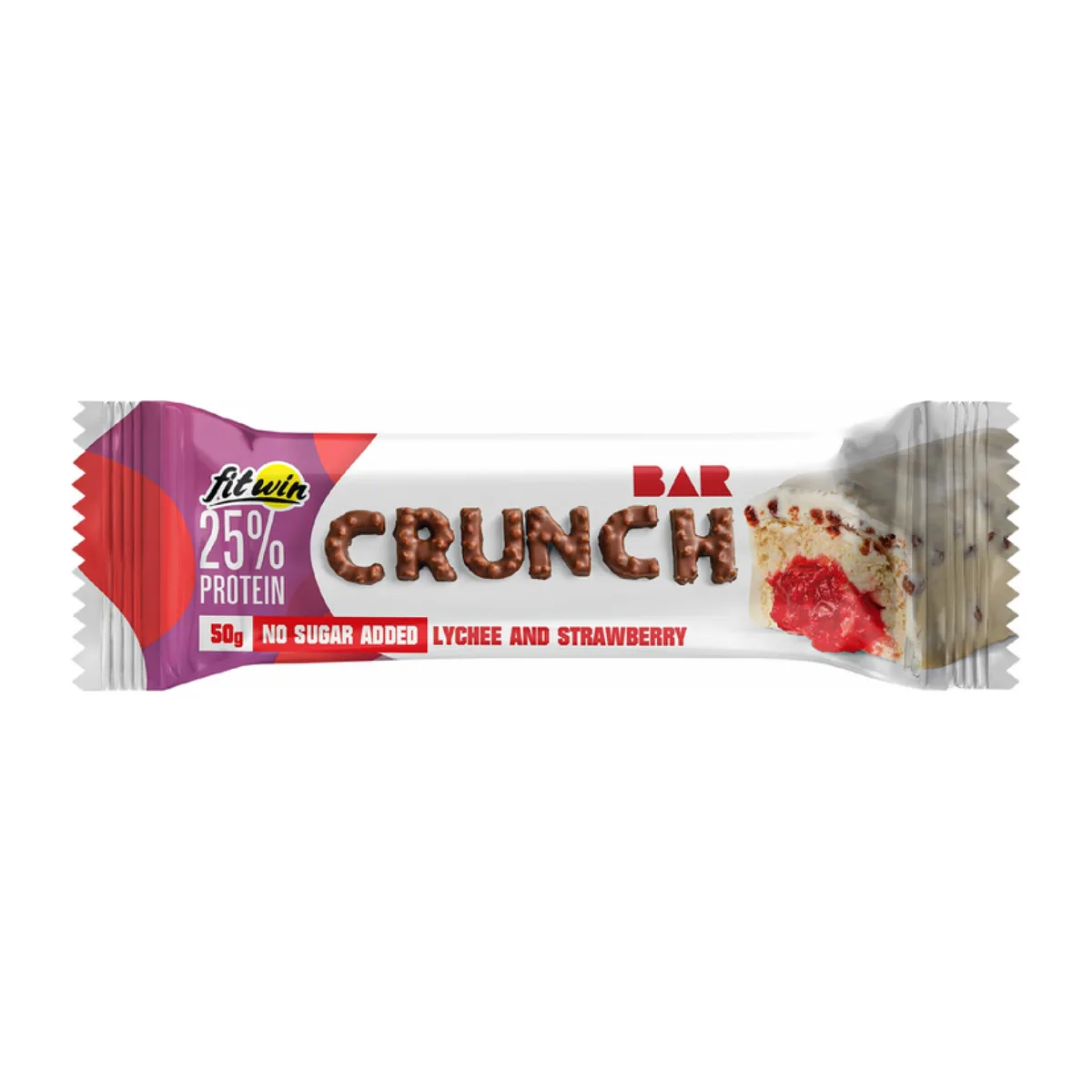 FitWin Crunch Bar 12x50g Протеїновий батончик Лічі та полуниця
