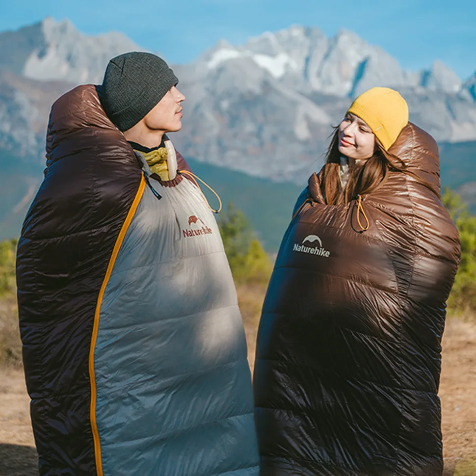 Спальник Naturehike з нейлону 20D 205х80 см темно-коричневий з качиним пухом 400 г