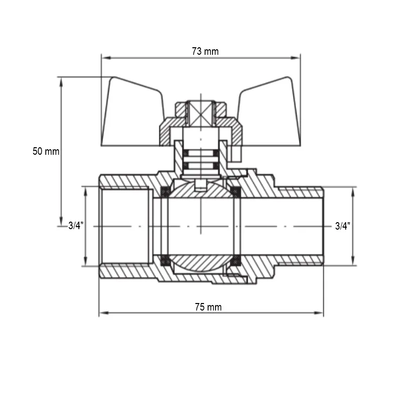 Кран шаровый Koer латунный 3/4" стальной для газа