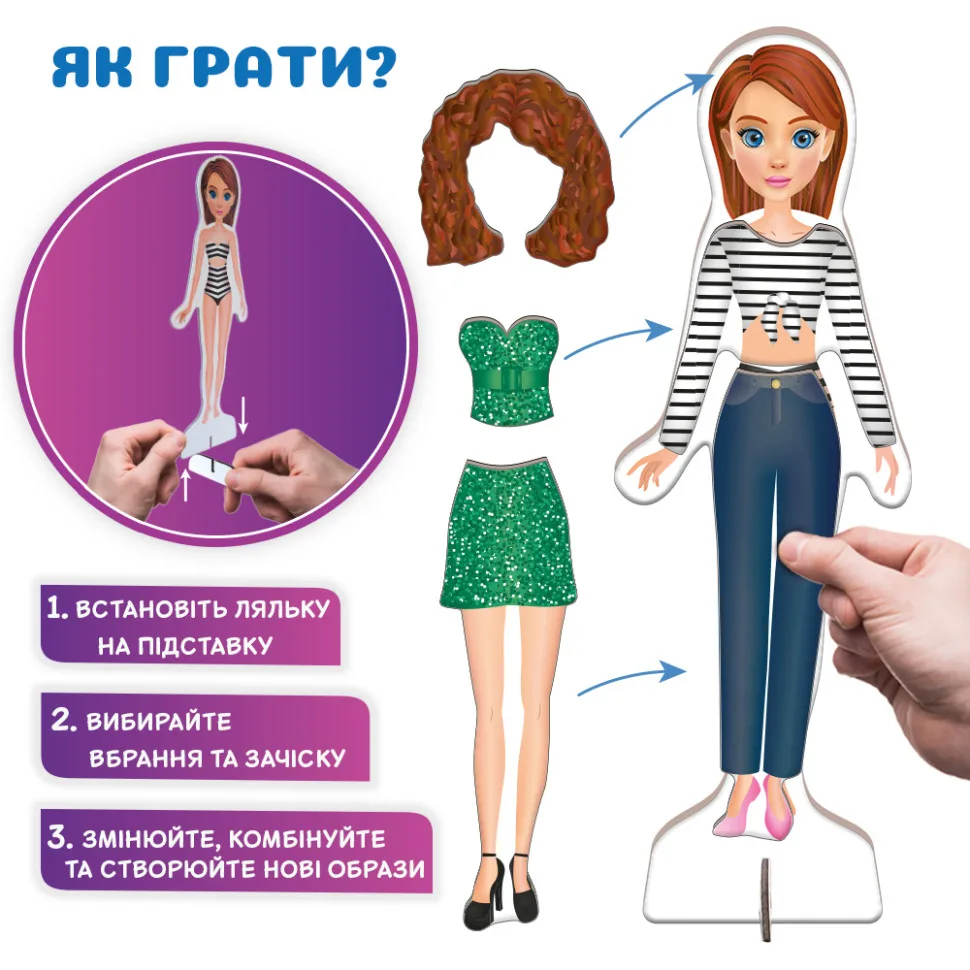 Настільна магнітна гра Magdum магнітна лялька 27 магнітів кольорова
