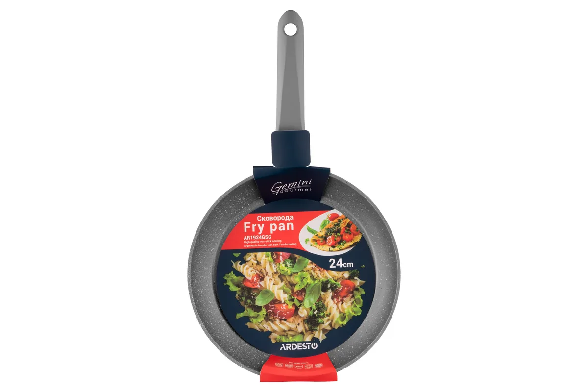 Сковорода ARDESTO Gemini Gourmet Vasto, 24 см, алюмінієва, сірого кольору.